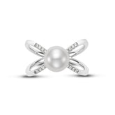 PEARL & DIAMOND CRISSCROSS RING